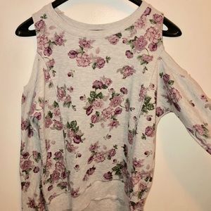Floral Grey Cold-Shoulder Top